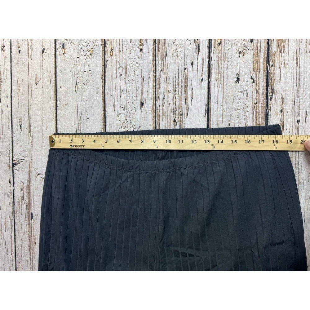 Eileen Fisher Pants Dark Gray Rib Knit Tencel Pull On Straight Leg Relaxed 1X - Picture 3 of 5